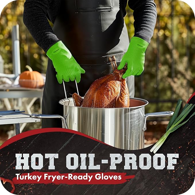 KITCHEN PERFECTION Silicone Smoker Oven Gloves -Extreme Heat Resistant BBQ - Image 5