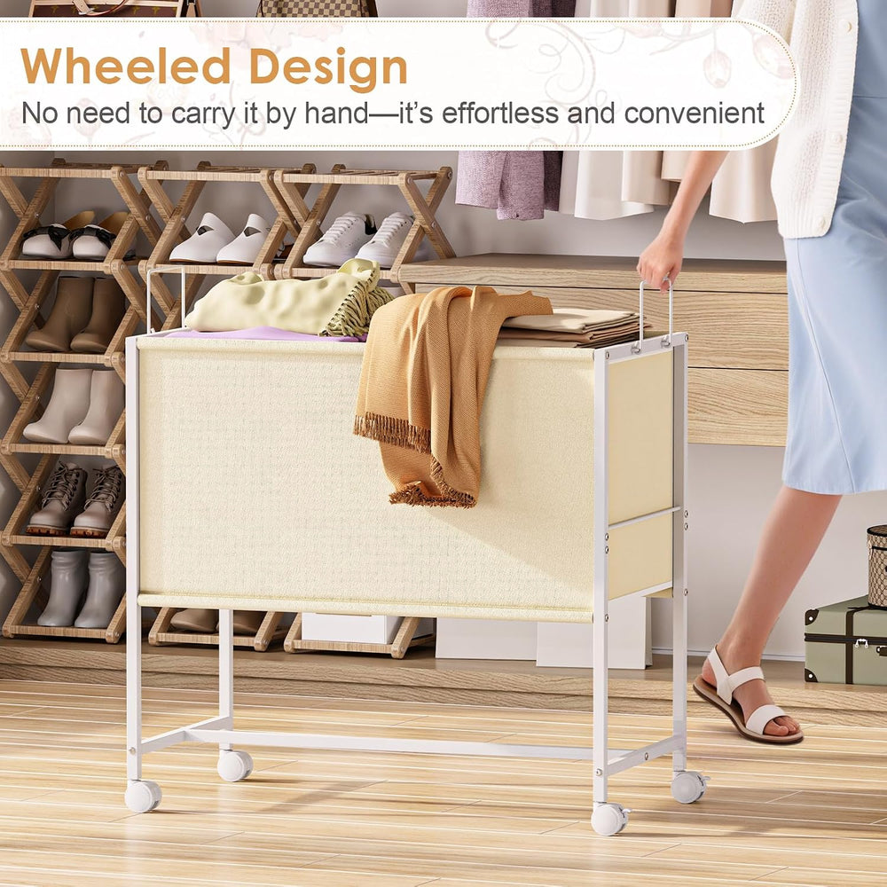 130L Rolling Laundry Basket with Wheels,Large Capacity Laundry Basket Cart