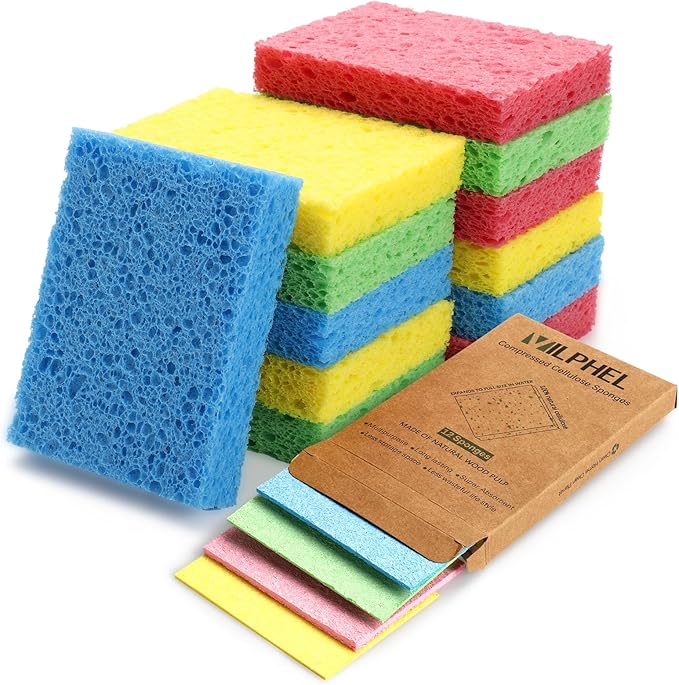 12 Counts Multipurpose Kitchen Sponges Pack Compostable Biodegradable by CleanHomeCleanPlanet