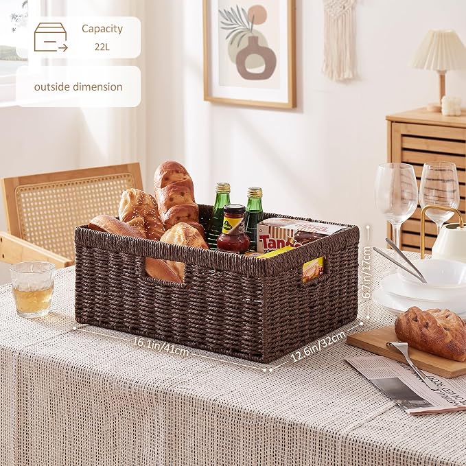 OIAHOMY Wicker Basket, Paper Shelf Basket - Image 4