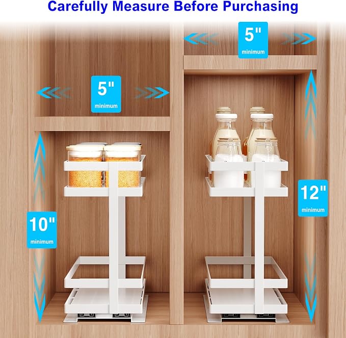 Pull Out Spice Rack Organizer for Cabinet, 2 Tier Metal Slide Out Seasoning - Image 9