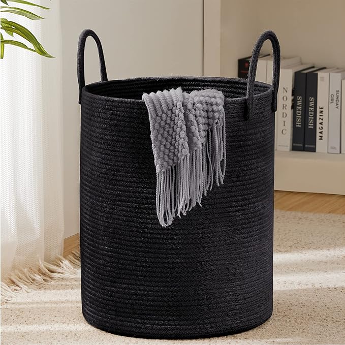 YOUDENOVA Woven Rope Laundry Hamper Basket, 58L Tall Laundry Basket, Baby by YOUDENOVA
