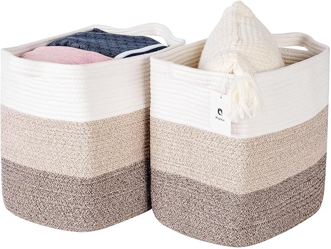 Storage Baskets for Clothes Fabric Cotton Rope Storage Basket - Image 7