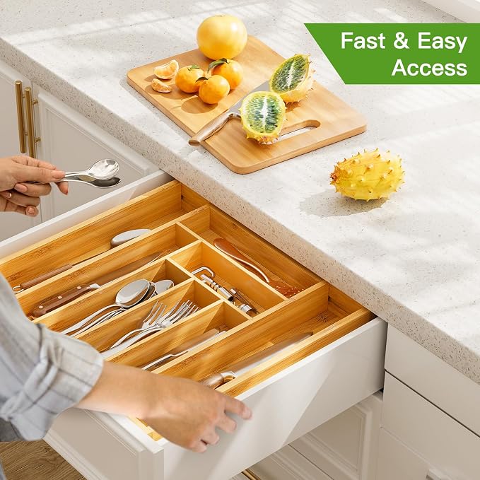 Pipishell Bamboo Expandable Drawer Organizer - Image 7
