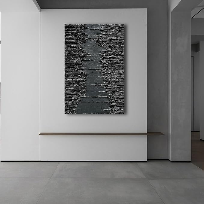 NANKAI Art Hand-Painted Thick Texture Black Minimalist Oil Painting 45x30 Inchs - Image 7