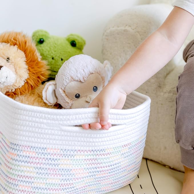 NaturalCozy Storage Baskets 16.8”x13”x7.6” Cotton Rope Woven Baskets - Image 9