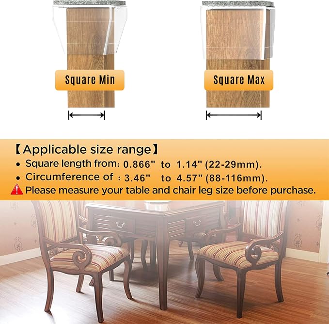 Square Chair Leg Protectors for Hardwood Floors - Image 2