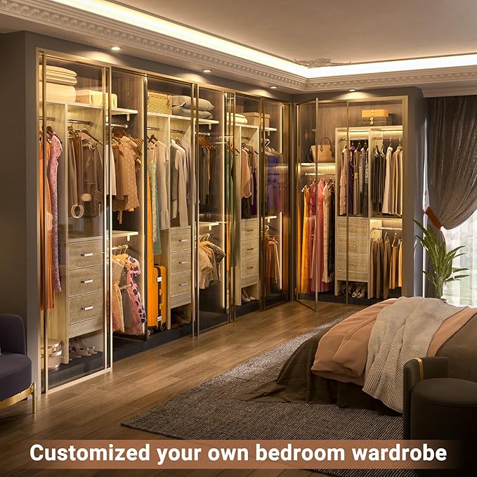 4FT Small Closet System with 3 Fabric Drawers, Flexible Built-In Clothes - Image 5