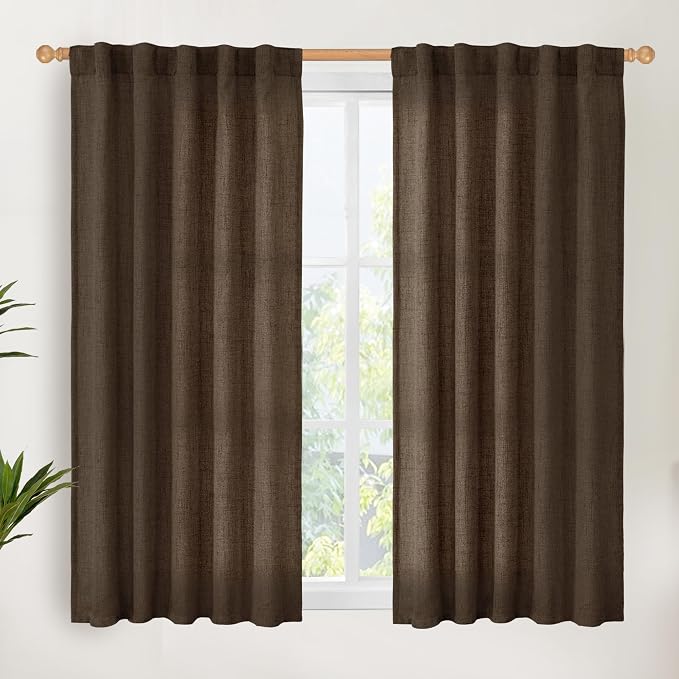 YoungsTex Brown Linen Curtains 48 Inches Long by YoungsTex