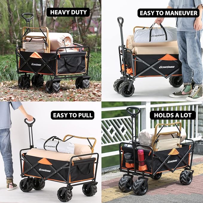 EchoSmile Heavy Duty 350 Lbs Capacity Collapsible Wagon, Outdoor Folding - Image 7