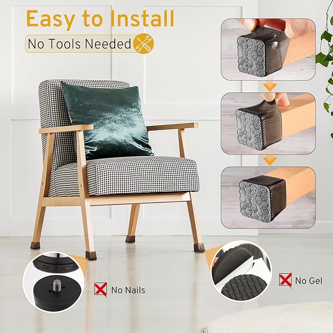 24PCS Square Chair Leg Floor Protectors, Furniture Sliders, Chair Leg Protectors - Image 5