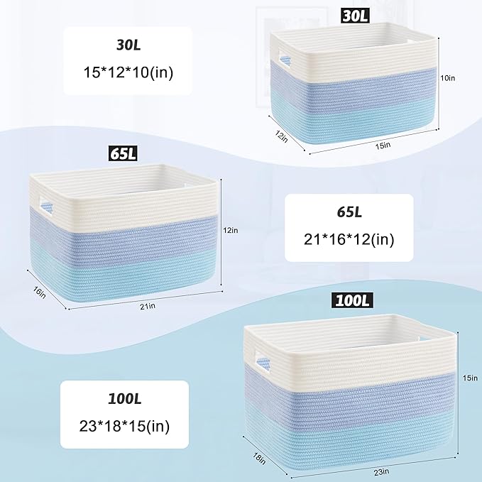 Blanket Basket, Rectangle Woven Baskets - Image 5