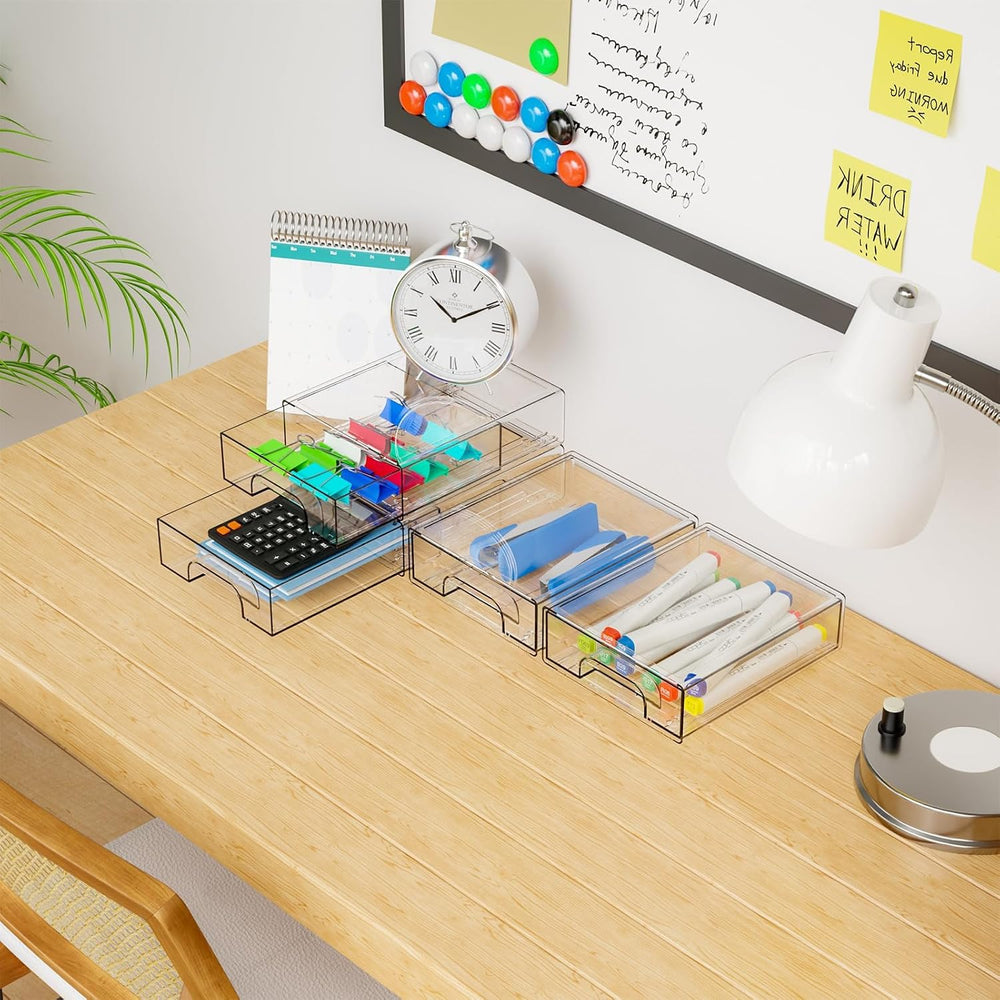 2.2'' Tall Acrylic Clear Stackable Storage Drawer Organizer,8 Pack De...