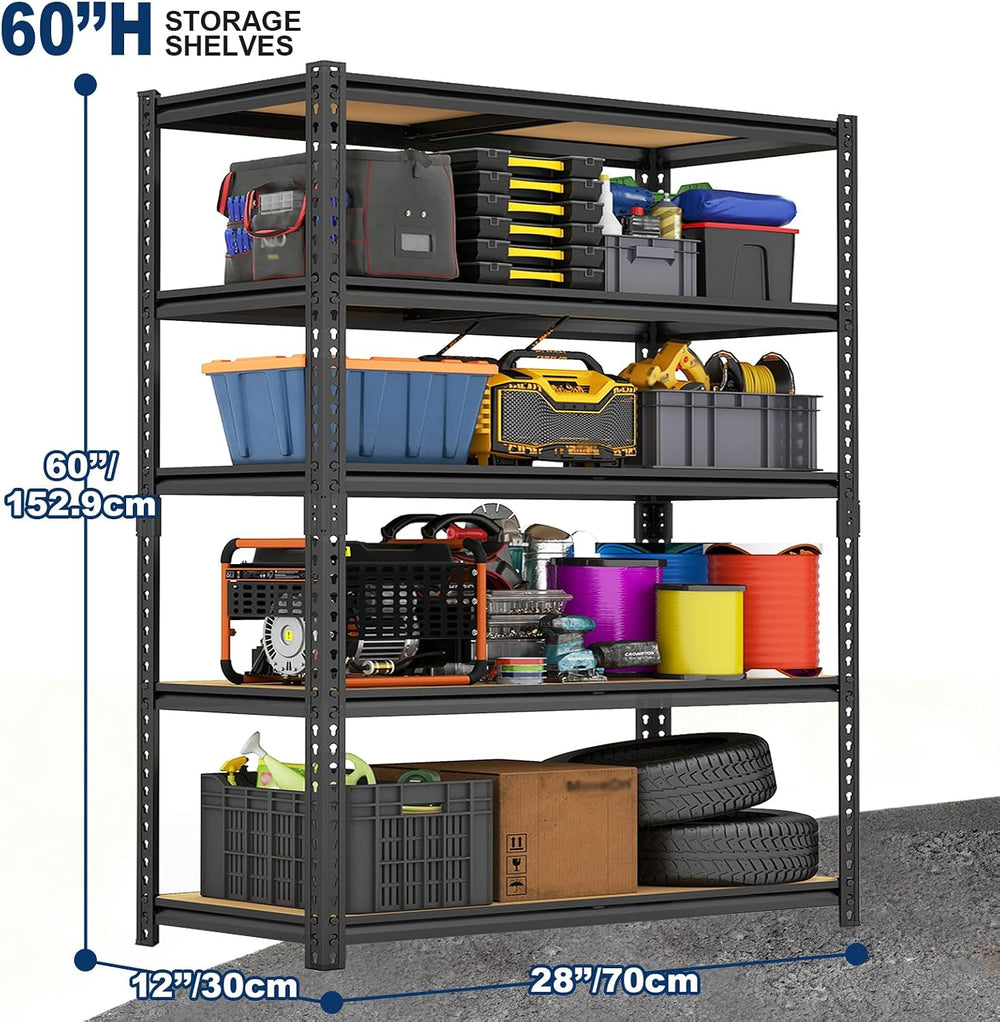 Garage Shelving Storage Shelves, 60'' H Adjustable Shelving, Metal St...