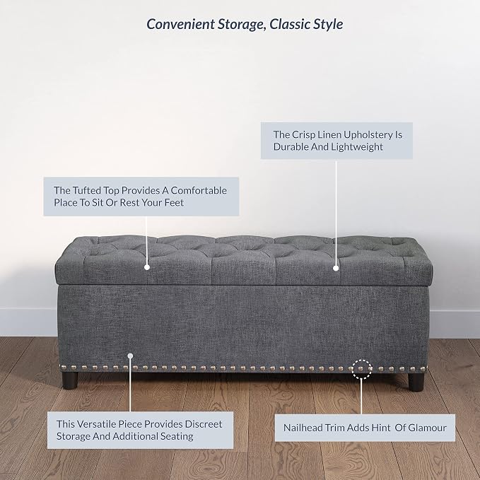 BELLEZE 47" Storage Ottoman, Storage Bench - Image 5