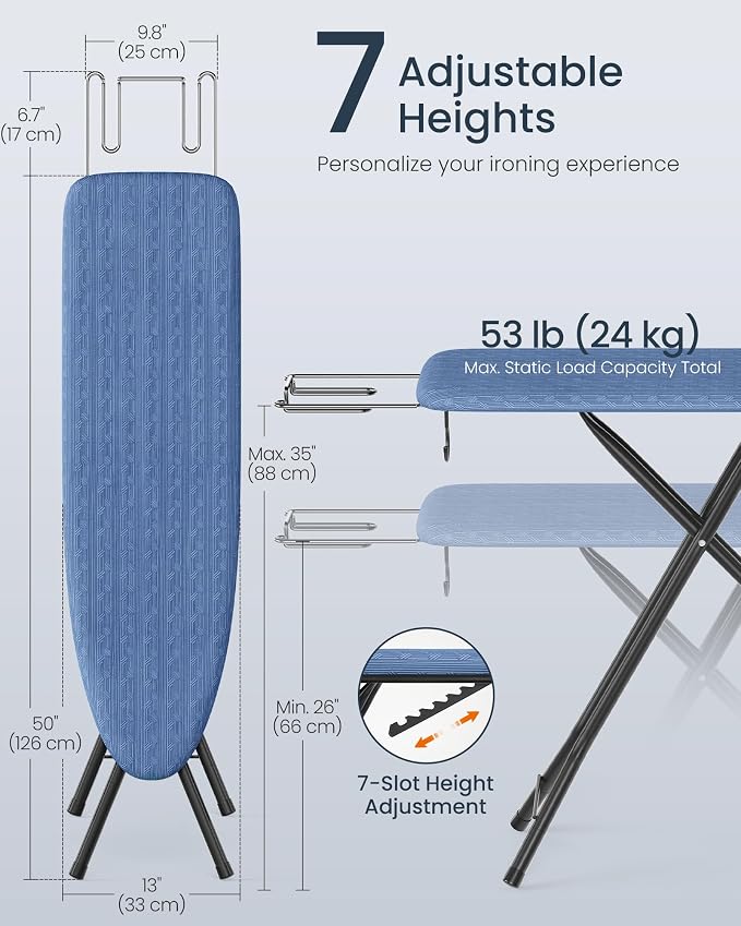 SONGMICS Ironing Board, Foldable Iron Board, Height Adjustable up to 35 Inches - Image 4