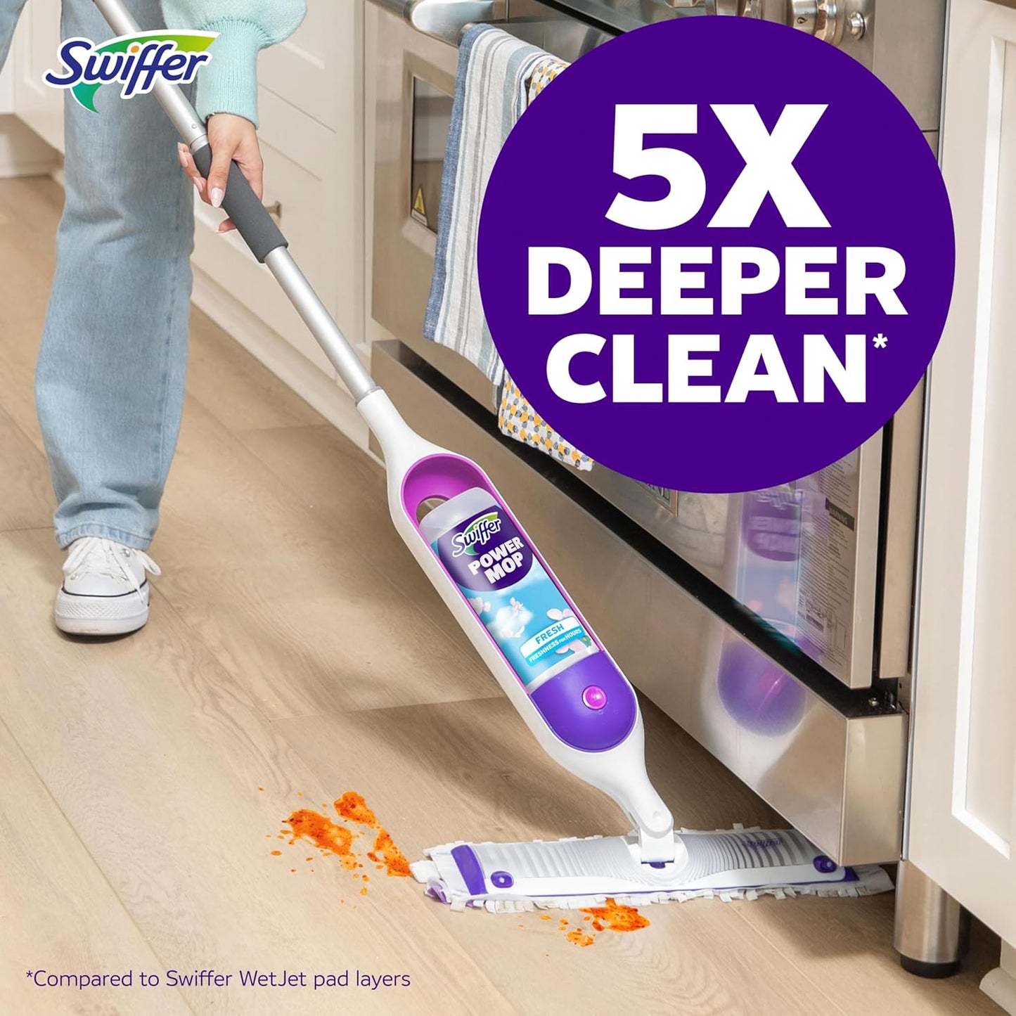 Swiffer PowerMop Multi-Surface Mopping Pad Refills for Floor Cleaning, 11 Count, White/Purple