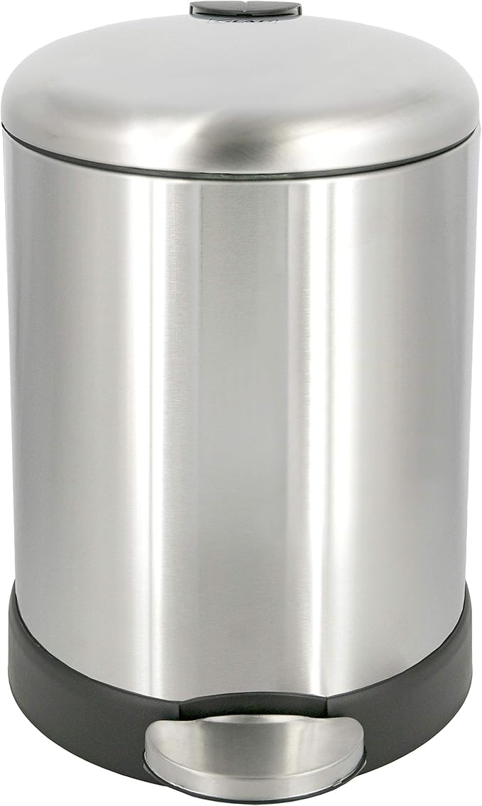 GLAD Small Trash Can, 1.2 Gallon | Round Stainless Steel Garbage Bin - Image 8