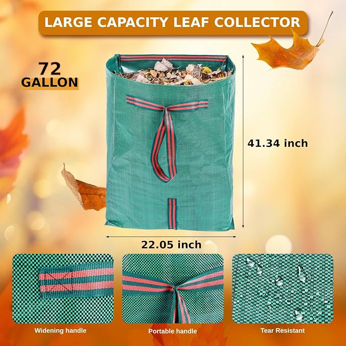 72 Gallon Leaf Collector, Large Dustpan-Type Lawn and Leaf Bags, Leaf Bags - Image 4