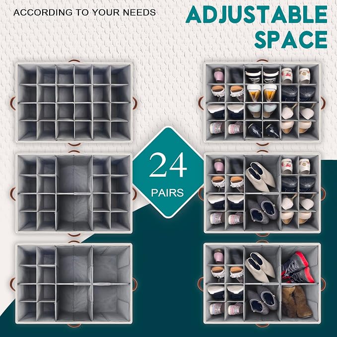 Shoe Organizer for Closet, Foldable Shoe Storage Bins - Image 4