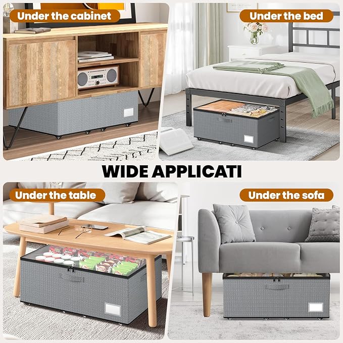 Underbed Storage with Wheels, 2 Pack Under Bed Storage Containers with Clear - Image 7