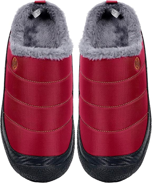 Womens Mens House Slippers Slip on Snow Winter Warm Fully Fur Lined Slippers - Image 6