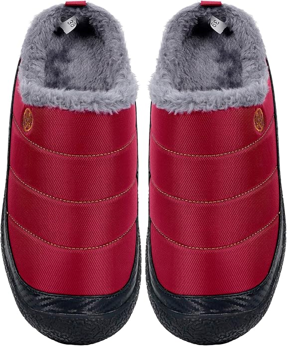 Womens Mens House Slippers Slip on Snow Winter Warm Fully Fur Lined Slippers - Image 6