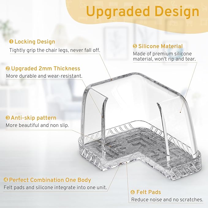 24PCS Rectangular Chair Leg Floor Protectors, Furniture Sliders, Non-Slip Felt - Image 2