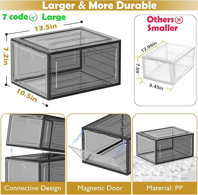 12 Pack Clear Shoe Storage Organizer - Image 3