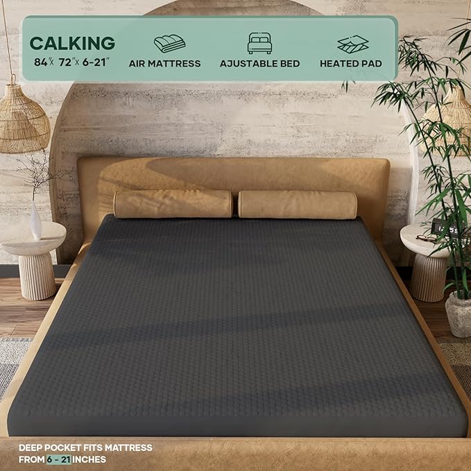 OhGeni 100% Waterproof Mattress Protector, California King-Gray Mattress Pad - Image 4
