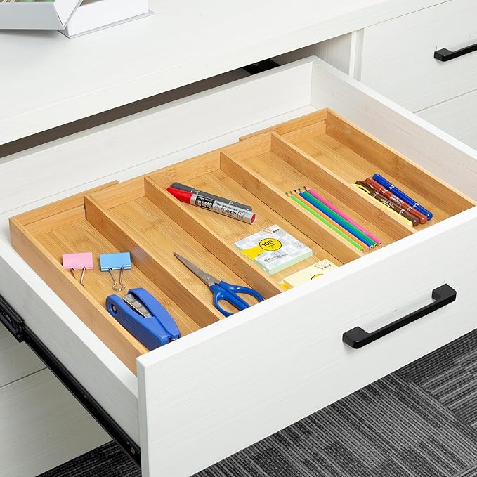 Utoplike Bamboo Expandable Kitchen Drawer Organizer, Adjustable Utensil Holder - Image 5