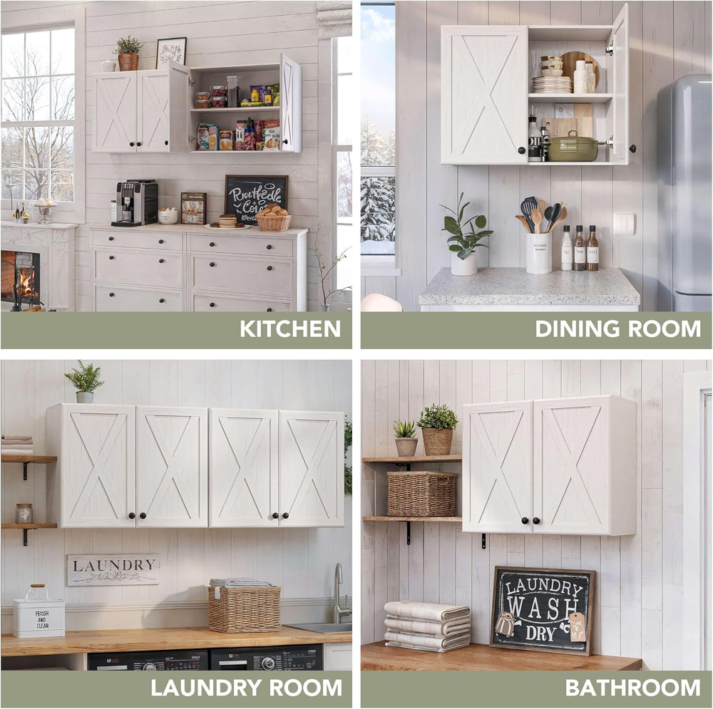 FIMELLO 60’’ Laundry Room Cabinets, Laundry Wall Cabinet Storage, Barn Door K...
