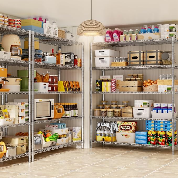 Storage Shelves, 5-Tier Adjustable Metal Industrial Utility Shelf Rack
