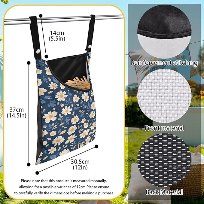 Clothes Pin Hanging Bag with Big Opening Storage Clothes Pins & Mini Clothespins - Image 6