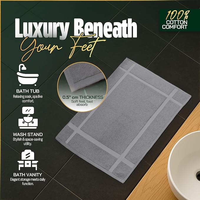 Pearl Linens Pack of 6 100% Cotton Bath Mat 20x30 inches, Soft & Absorbent - Image 6