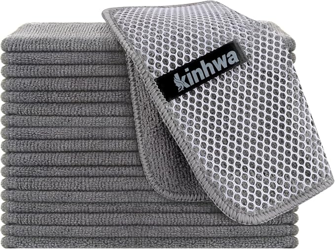 KinHwa Kitchen Washcloths for Dishes Absorbent Microfiber Dish Cloths Quick Dry by KinHwa