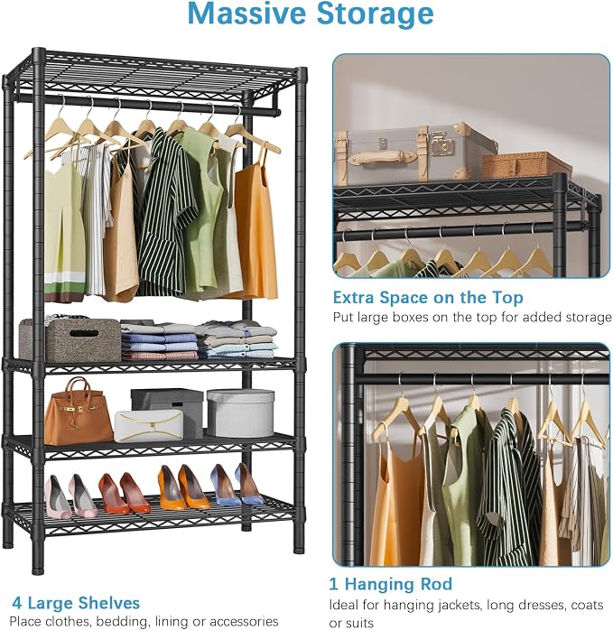 VIPEK V1 Wire Garment Rack 4 Tiers Heavy Duty Clothes Racks - Image 7