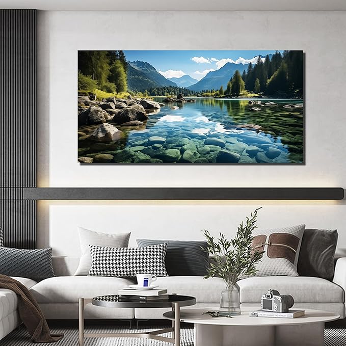 GUGIKA Landscape Wall Art for Living Room, Mountain and Lake Wall-Decor for - Image 2