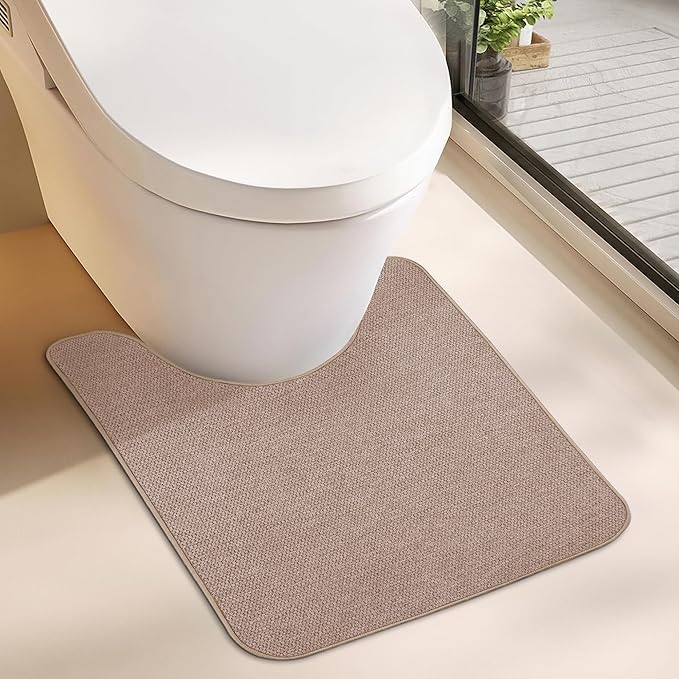 Toilet Rugs U Shaped Bathroom Rug, Machine Washable Non Slip Quick Dry Super by BosapDirect