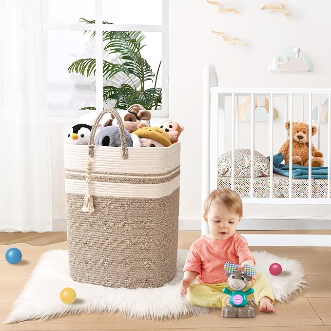 Woven Laundry Basket for Clothes, 50 L Large Rectangle Laundry Hampers - Image 5
