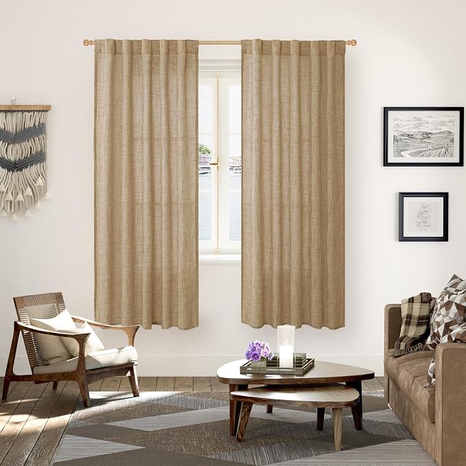 YoungsTex Toffee Linen Curtains 72 Inch Length - Image 2