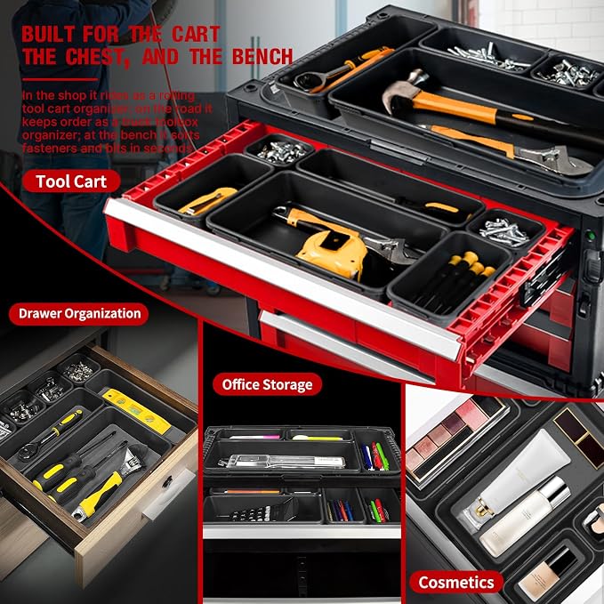 16 PCS Small Parts Tool Box Organizer Trays, tool box trays organizer - Image 7