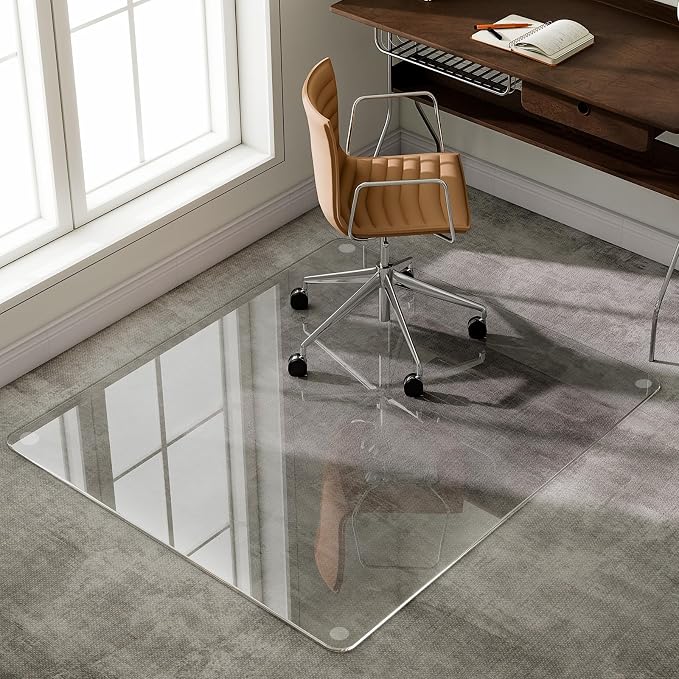 GLSLAND 47"x40" Tempered Glass Chair Mat Heavy-Duty Floor Protector - Image 6