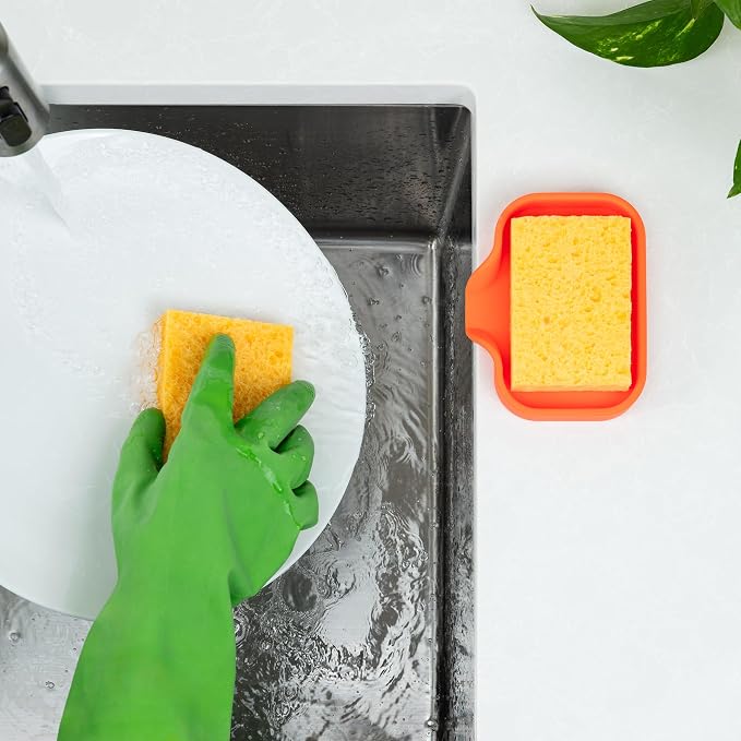 Zulay Kitchen Small Silicone Sponge Holder – Space-Saving Sink Organizer Tray - Image 3