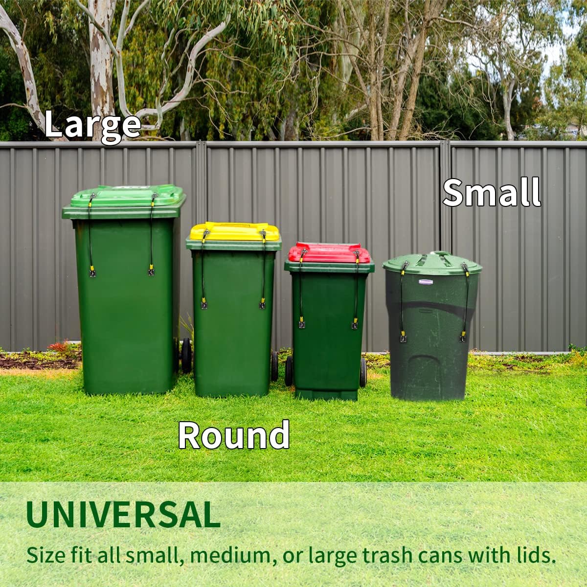 Trash Can Lid Lock,Trash Can Locks for Animals Stop from Rummaging Metal Universal Lid Lock for Outdoor Garbage Cans-Durable Rubber Coated Braided Wire Rope(2 Pack)…