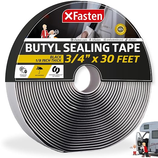 XFasten Butyl Sealing Tape, 1/8-In x 3/4-In x 30-Foot Plumbers Putty, RV Sealant by XFasten