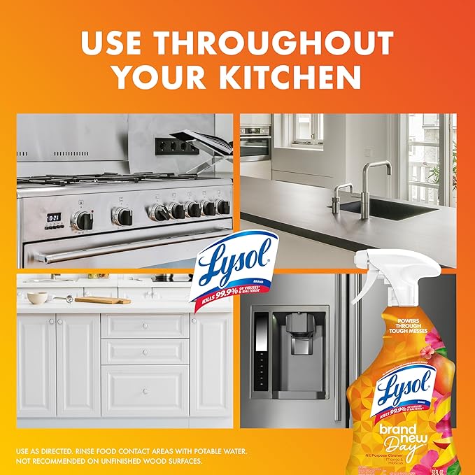 Lysol All Purpose Cleaner Spray, Kitchen & Bathroom Cleaner, Mango & Hibiscus - Image 7