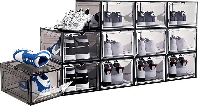 9 Pack Thicken Shoe Organizer Stackable Upgraded Sturdy Transparent Shoe - Image 6