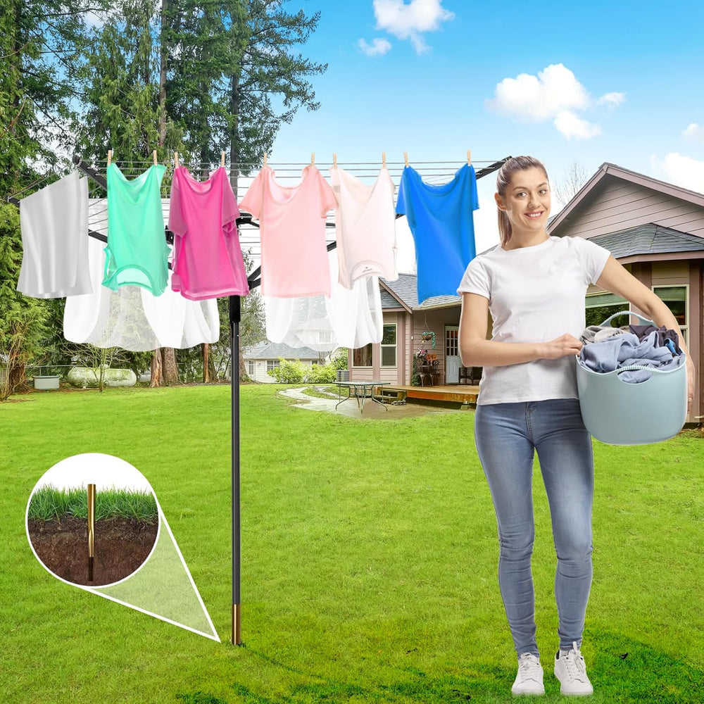 Outdoor Umbrella Drying Rack,Rotary Retractable Clothes Line,Outdoors Adjusta...