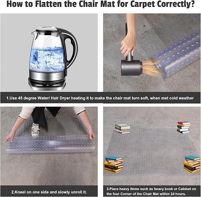 Office Chair Mat for Low Pile Carpet, Studded Carpet Floors Protector Mat for - Image 7